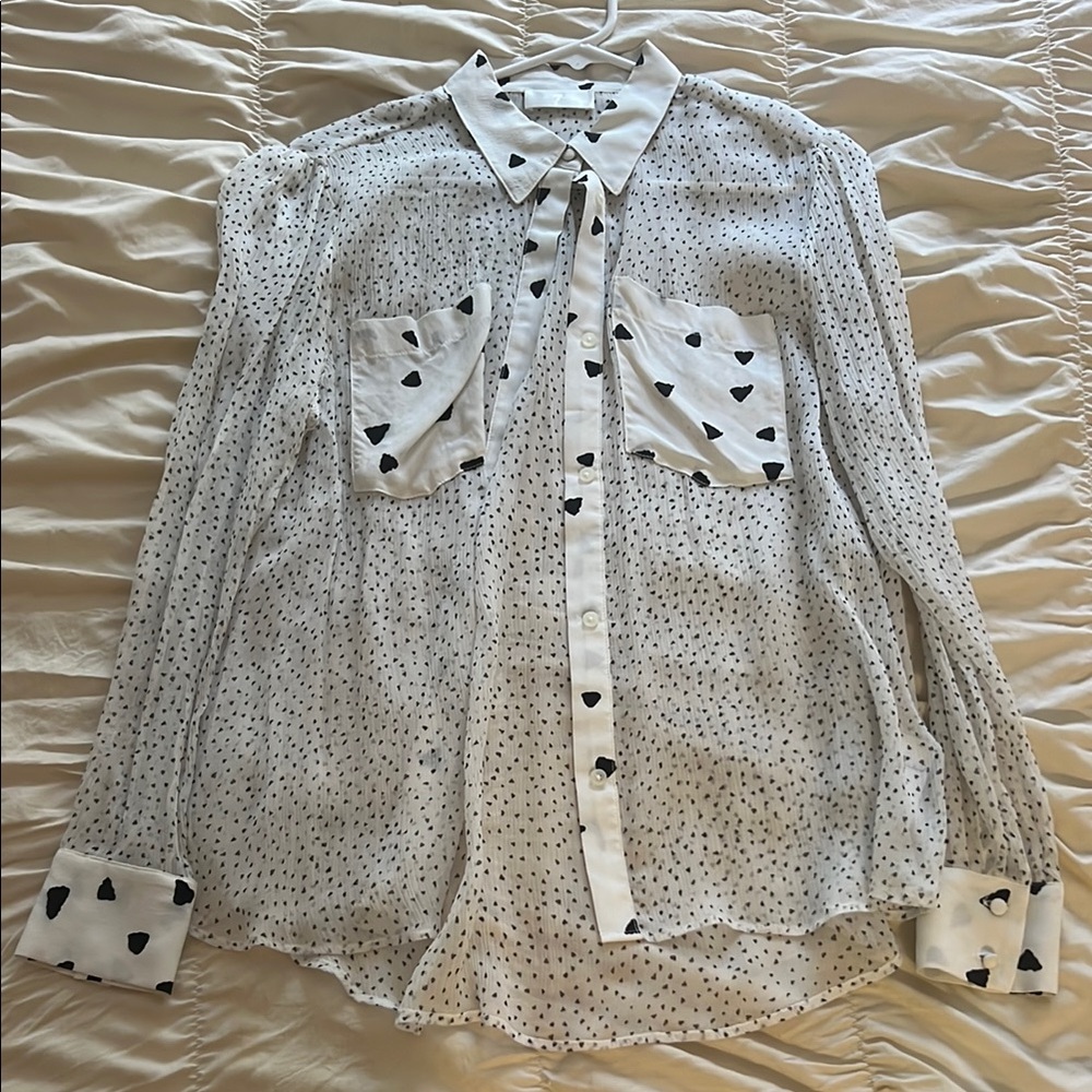 White and Black Polka Dot Blouse